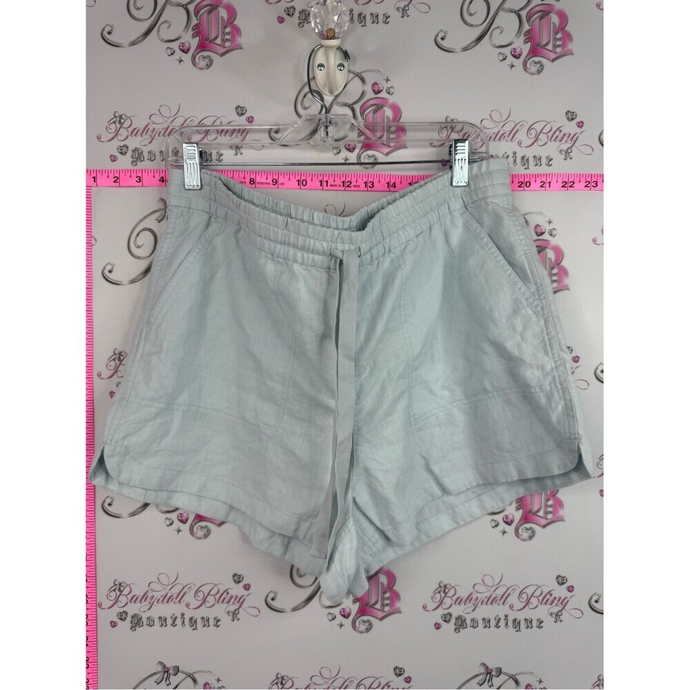 J. Crew Pale blue light blue white Drawstring Linen-Blend Athletic Shorts